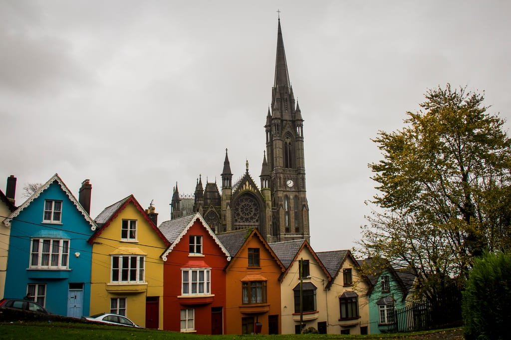 St Colman's Cathedral above the Deck of Cards houses, Cobh